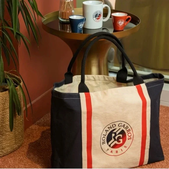 NWOT Unisex Tricolor Navy Red CreamTote Roland Garros Paris